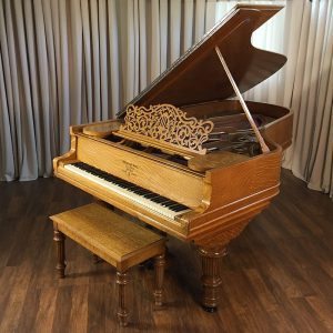 1890 Steinway model C Grand Piano in Quartern Sawn Tiger Oak Victorian Style